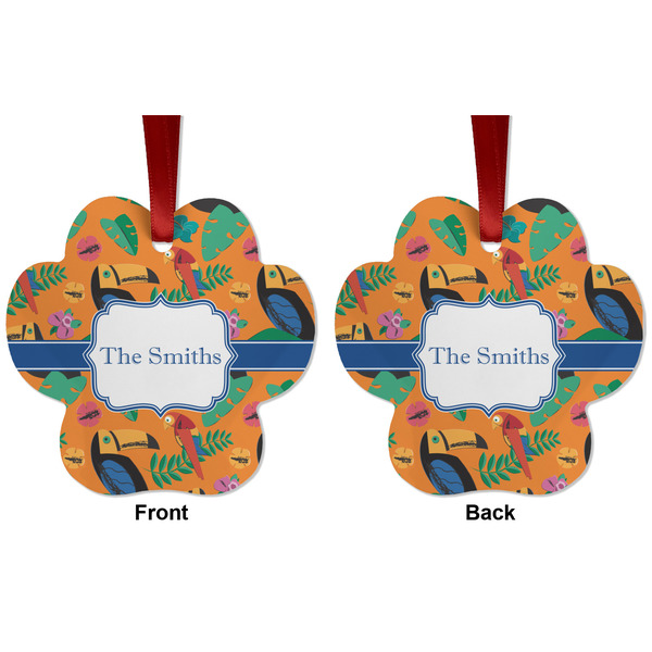 Toucans Metal Paw Ornament - Front and Back