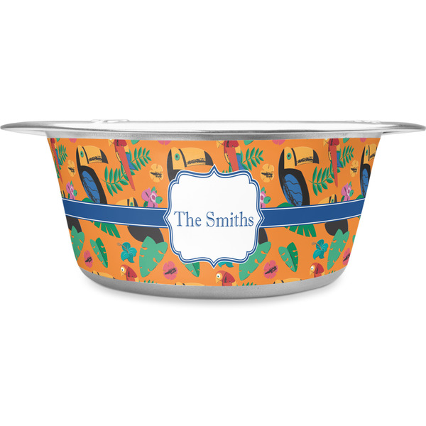 Custom Toucans Stainless Steel Dog Bowl - Medium (Personalized)