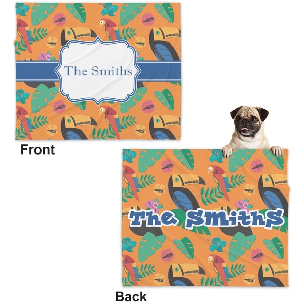 Toucans Microfleece Dog Blanket - Large- Front & Back