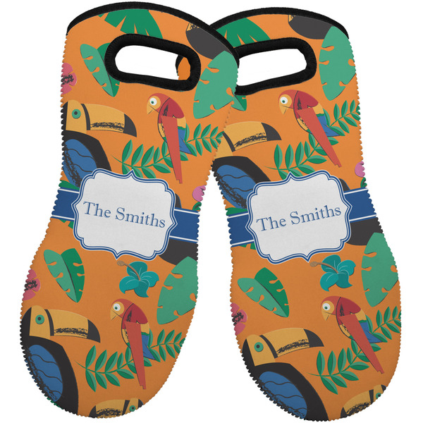 Custom Toucans Neoprene Oven Mitts - Set of 2 w/ Name or Text