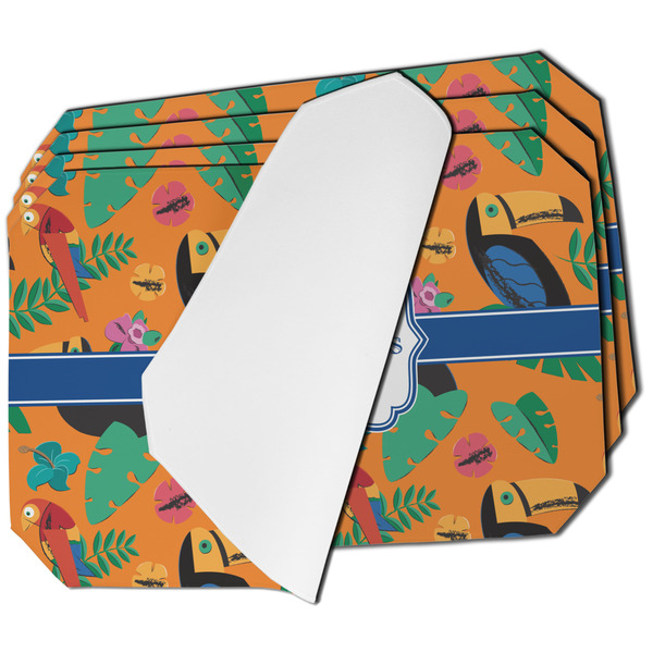 Custom Toucans Dining Table Mat - Octagon - Set of 4 (Single-Sided) w/ Name or Text