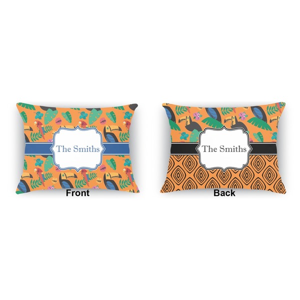 Toucans  Outdoor Rectangular Throw Pillow (Front and Back)