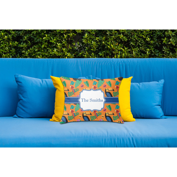 Toucans Outdoor Throw Pillow  - LIFESTYLE (Rectangular - 20x14)