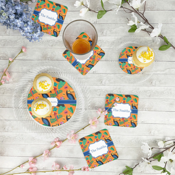 Toucans Paper Coasters - In Context