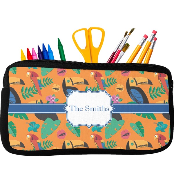 Custom Toucans Neoprene Pencil Case - Small w/ Name or Text