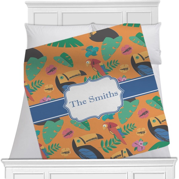 Custom Toucans Minky Blanket - Toddler / Throw - 60"x50" - Single Sided (Personalized)