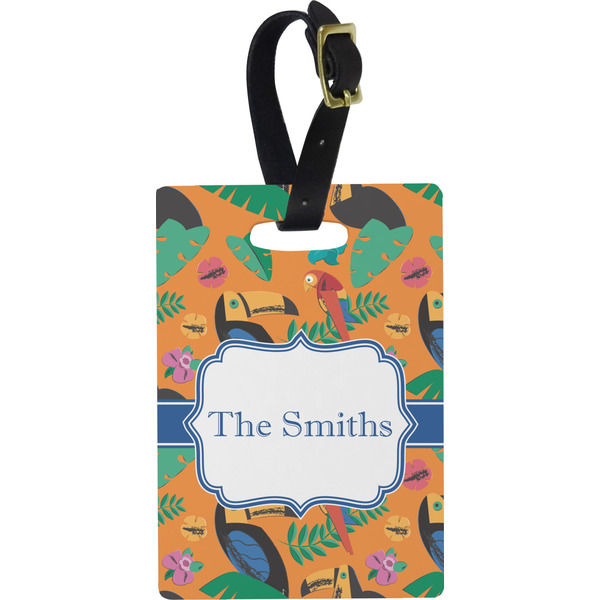 Custom Toucans Plastic Luggage Tag - Rectangular w/ Name or Text
