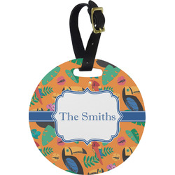 Toucans Plastic Luggage Tag - Round (Personalized)
