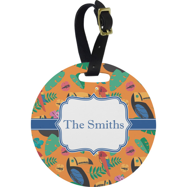 Custom Toucans Plastic Luggage Tag - Round (Personalized)