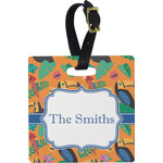 Toucans Plastic Luggage Tag - Square w/ Name or Text