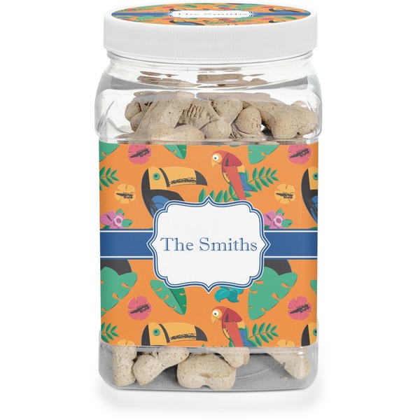 Custom Toucans Dog Treat Jar (Personalized)