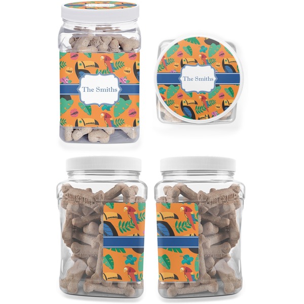Toucans Pet Treat Jar - Multiple Angles