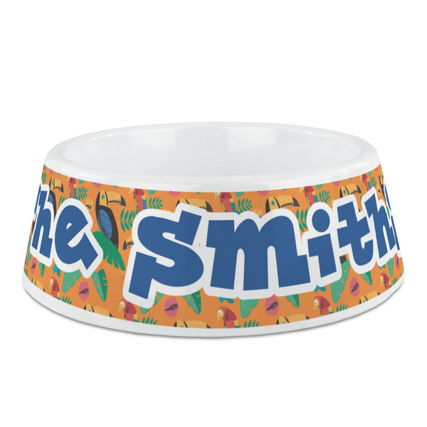 Custom Toucans Plastic Dog Bowl - Medium (Personalized)