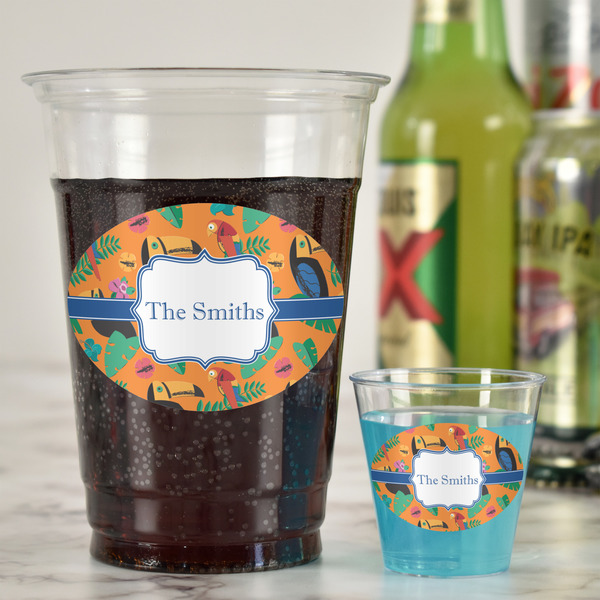 Toucans Plastic Shot Glasses - In Context