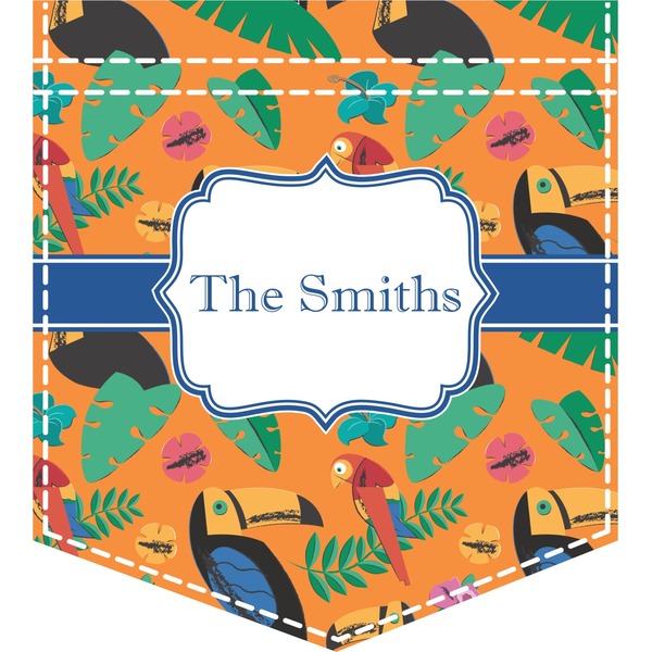 Custom Toucans Iron On Faux Pocket (Personalized)