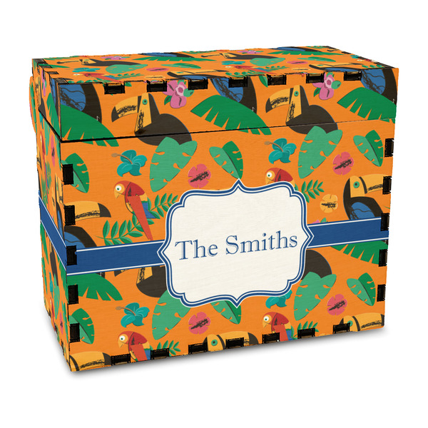 Custom Toucans Wood Recipe Box - Full Color Print (Personalized)