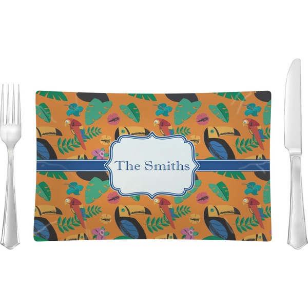 Custom Toucans Rectangular Glass Lunch / Dinner Plate - Single or Set (Personalized)