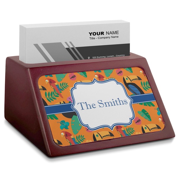 Custom Toucans Red Mahogany Business Card Holder (Personalized)