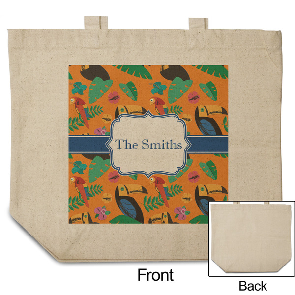 Toucans Reusable Cotton Grocery Bag - Front & Back View