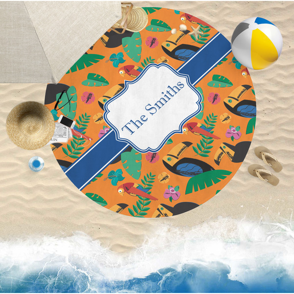 Toucans Round Beach Towel Lifestyle