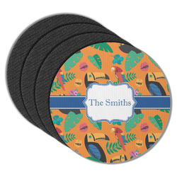 Toucans Round Rubber Backed Coasters - Set of 4 (Personalized)
