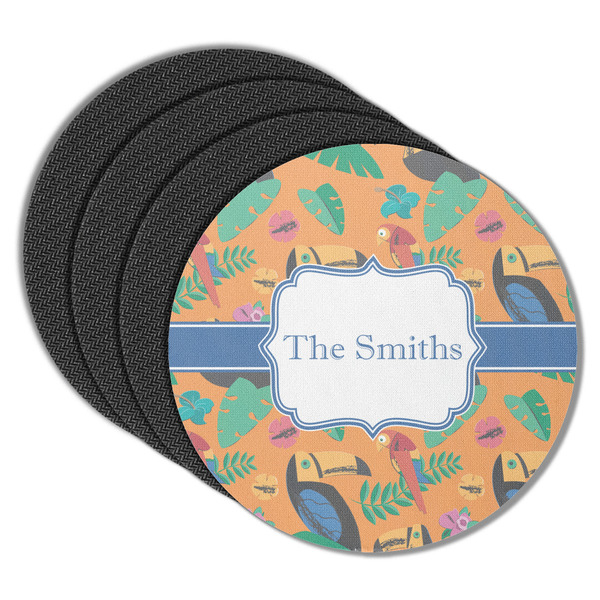 Custom Toucans Round Rubber Backed Coasters - Set of 4 (Personalized)
