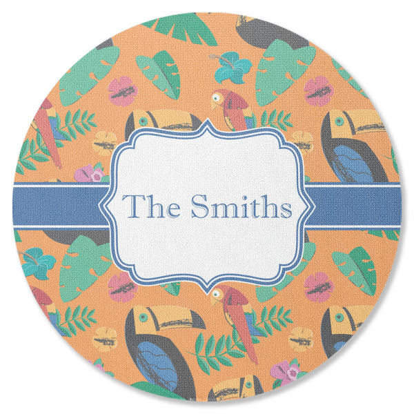 Custom Toucans Round Rubber Backed Coaster (Personalized)