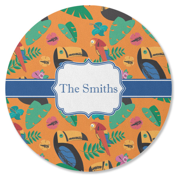 Custom Toucans Round Rubber Backed Coaster (Personalized)