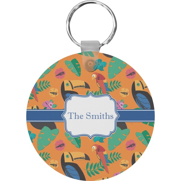 Custom Toucans Round Plastic Keychain (Personalized)