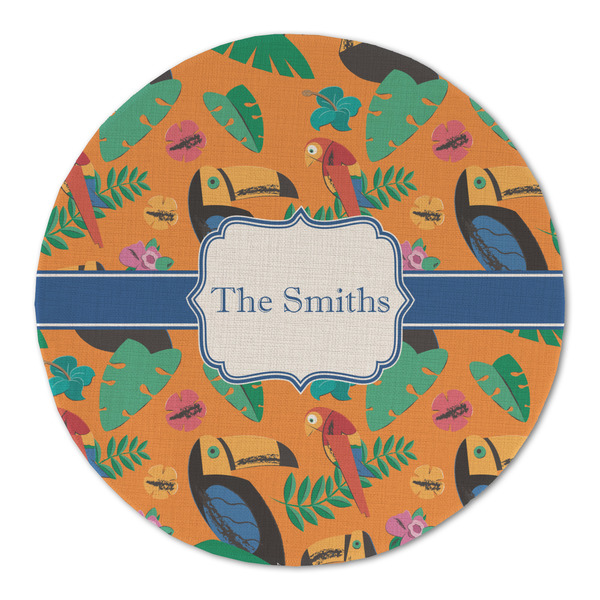 Custom Toucans Round Linen Placemat (Personalized)