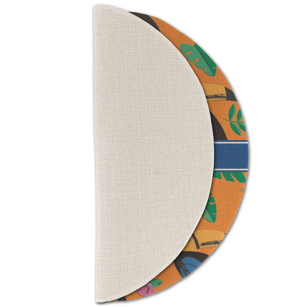 Toucans Round Linen Placemats - HALF FOLDED (single sided)