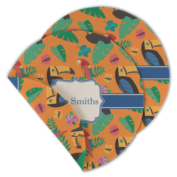 Custom Toucans Round Linen Placemat - Double Sided - Set of 4 (Personalized)