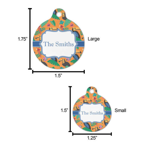 Toucans Round Pet ID Tag - Large - Comparison Scale
