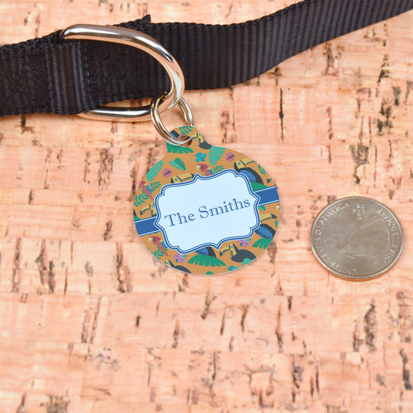 Toucans Round Pet ID Tag - Large - In Context