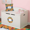 Toucans Round Wall Decal on Toy Chest