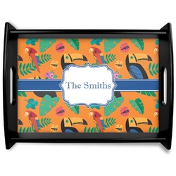 Toucans Black Wooden Tray - Large (Personalized)
