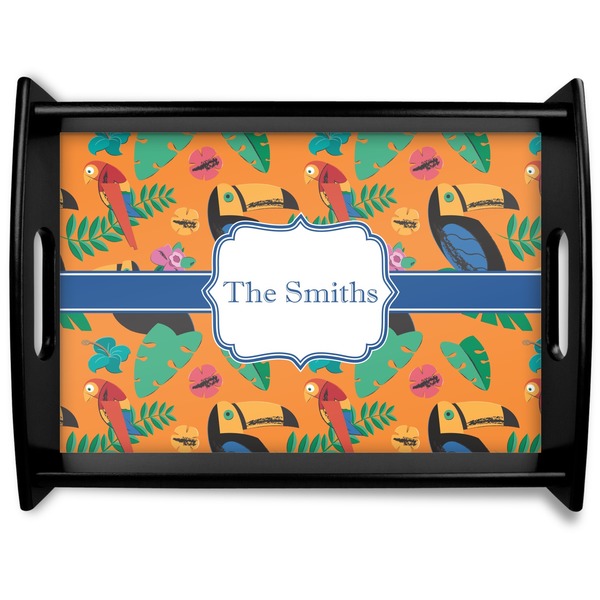 Custom Toucans Black Wooden Tray - Large (Personalized)