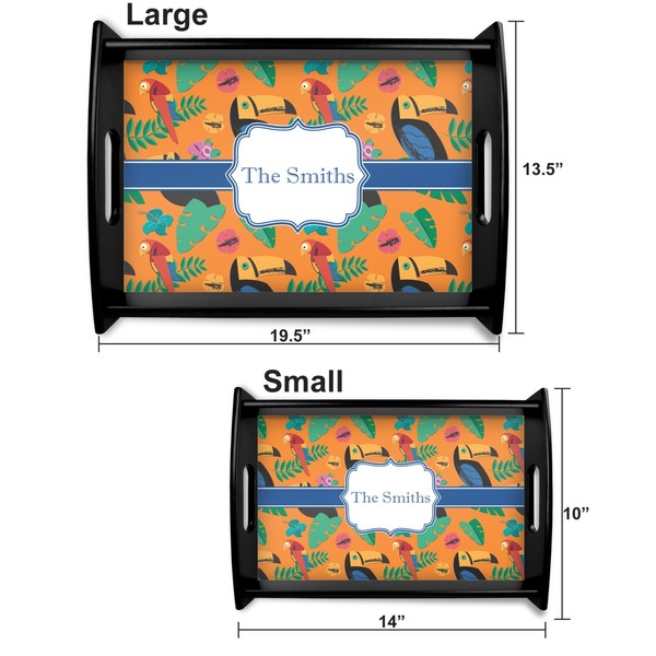 Toucans Serving Tray Black Sizes
