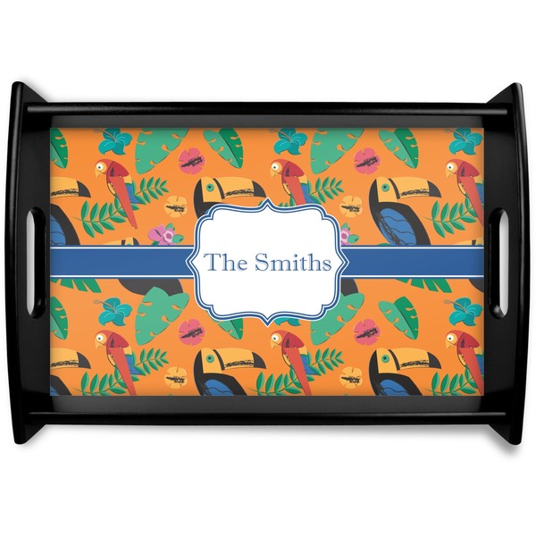 Custom Toucans Black Wooden Tray - Small (Personalized)