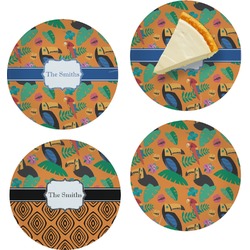 Toucans Set of 4 Glass Appetizer / Dessert Plate 8" (Personalized)