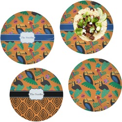 Toucans Set of 4 Glass Lunch / Dinner Plate 10" (Personalized)