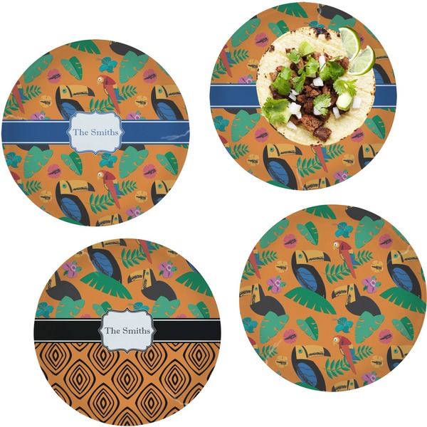 Custom Toucans Set of 4 Glass Lunch / Dinner Plate 10" (Personalized)