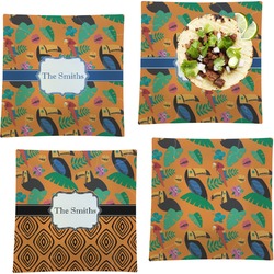 Toucans Set of 4 Glass Square Lunch / Dinner Plate 9.5" (Personalized)