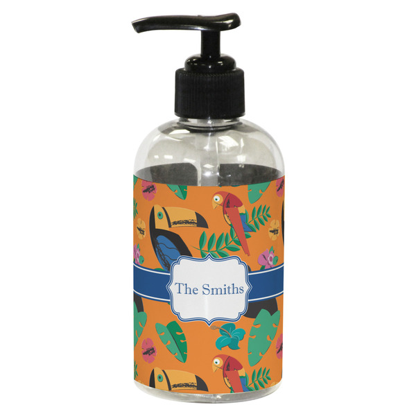 Custom Toucans Plastic Soap / Lotion Dispenser (8 oz - Small - Black) (Personalized)