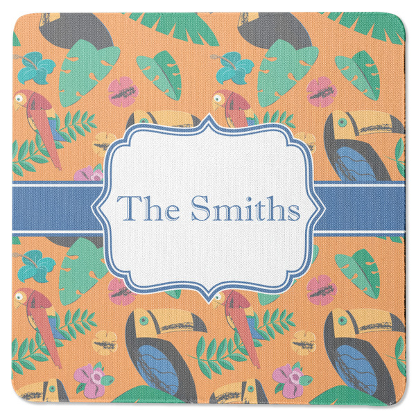 Custom Toucans Square Rubber Backed Coaster (Personalized)
