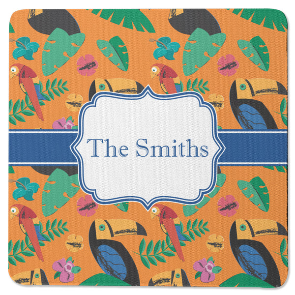 Custom Toucans Square Rubber Backed Coaster (Personalized)