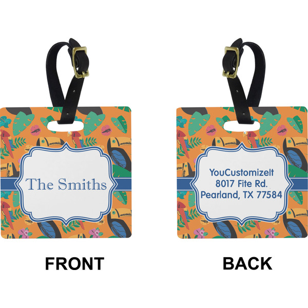 Toucans Square Luggage Tag (Front + Back)