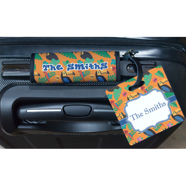 Toucans Square Luggage Tag & Handle Wrap - In Context