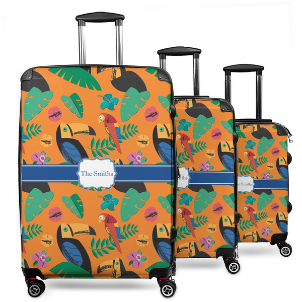 Custom Toucans 3 Piece Luggage Set - 20" Carry On, 24" Medium Checked, 28" Large Checked (Personalized)