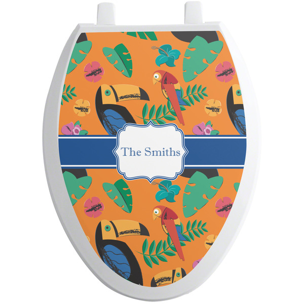 Custom Toucans Toilet Seat Decal - Elongated (Personalized)